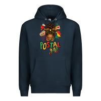 Navy juneteenth afro messy bun postal girl Premium Hoodie - texasbilliewilder