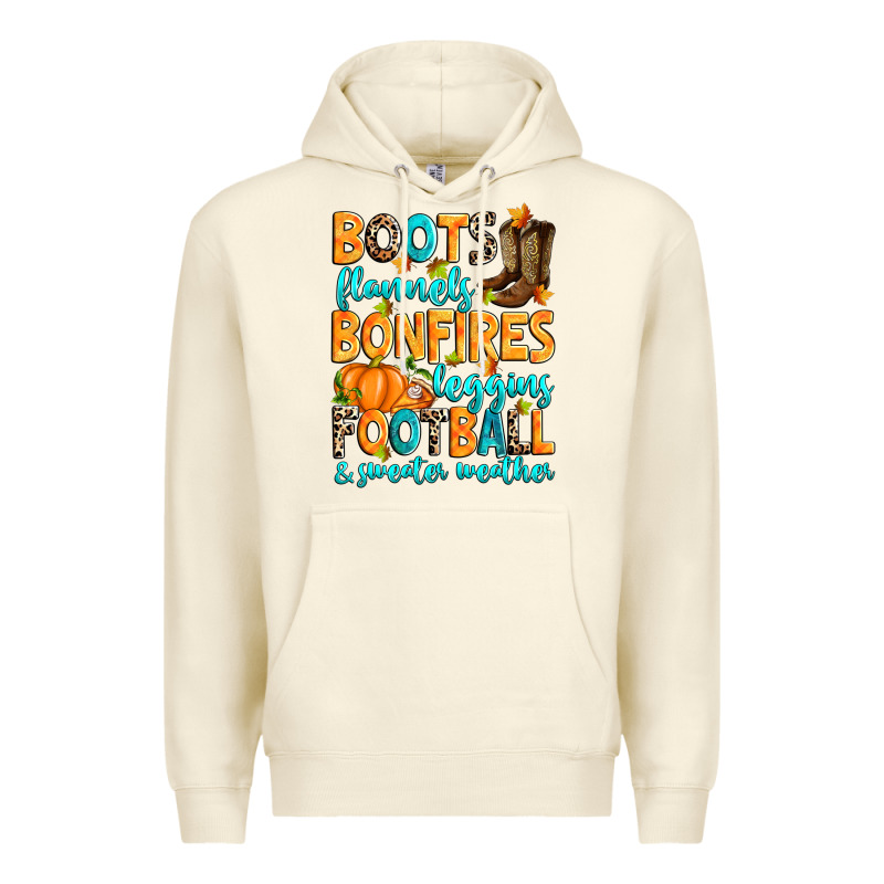 Boots Flannels Bonfires Leggins American Football Premium Hoodie by RanaPortraitStore | Teevron