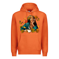 Carrot Fall afro woman with coffee Premium Hoodie - RanaPortraitStore