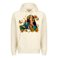 Sandshell Fall afro woman with coffee Premium Hoodie - RanaPortraitStore