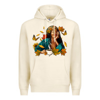 Tofu Fall afro woman with coffee Premium Hoodie - RanaPortraitStore