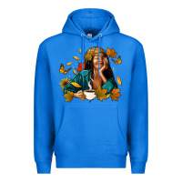True Royal Fall afro woman with coffee Premium Hoodie - RanaPortraitStore