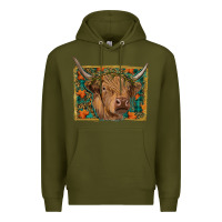 Army Green Fall Cow Premium Hoodie - RanaPortraitStore