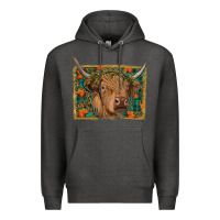 Charcoal Heather Fall Cow Premium Hoodie - RanaPortraitStore