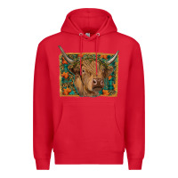 Red Fall Cow Premium Hoodie - RanaPortraitStore