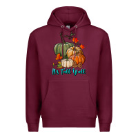 Burgundy Happy Fall Y'all Pumpkins Premium Hoodie - RanaPortraitStore