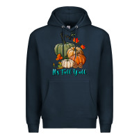 Navy Happy Fall Y'all Pumpkins Premium Hoodie - RanaPortraitStore