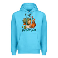 Ocean Blue Happy Fall Y'all Pumpkins Premium Hoodie - RanaPortraitStore