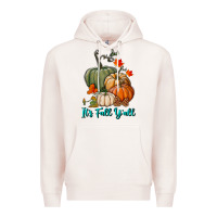 Pale Pink Happy Fall Y'all Pumpkins Premium Hoodie - RanaPortraitStore