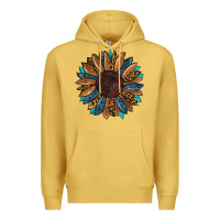 Antique Gold Fall Tooled Leather Sunflower Premium Hoodie - RanaPortraitStore