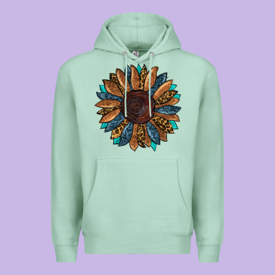 Premium Hoodie Fall Tooled Leather Sunflower