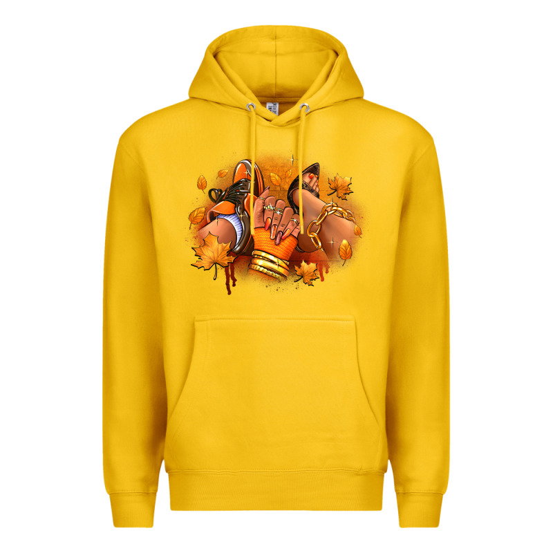 Fall Sneaker And Heel Afro Woman Premium Hoodie by RanaPortraitStore | Teevron
