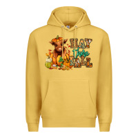 Antique Gold Hay there Fall pumpkin heifer Premium Hoodie - RanaPortraitStore
