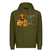 Army Green Hay there Fall pumpkin heifer Premium Hoodie - RanaPortraitStore