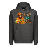 Charcoal Heather Hay there Fall pumpkin heifer Premium Hoodie - RanaPortraitStore