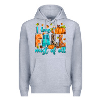 Heather Grey I love Fall most of all Premium Hoodie - RanaPortraitStore