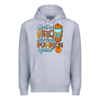 Heather Grey Just a girl who loves pumpkin spice Premium Hoodie - RanaPortraitStore