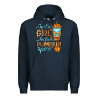 Navy Just a girl who loves pumpkin spice Premium Hoodie - RanaPortraitStore