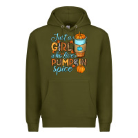 Army Green Just a girl who loves pumpkin spice Premium Hoodie - RanaPortraitStore