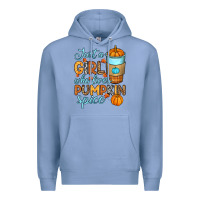 Colony Blue Just a girl who loves pumpkin spice Premium Hoodie - RanaPortraitStore
