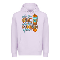 Lilac Just a girl who loves pumpkin spice Premium Hoodie - RanaPortraitStore