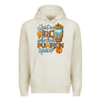 Oatmeal Heather Just a girl who loves pumpkin spice Premium Hoodie - RanaPortraitStore
