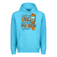 Ocean Blue Just a girl who loves pumpkin spice Premium Hoodie - RanaPortraitStore