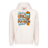 Pale Pink Just a girl who loves pumpkin spice Premium Hoodie - RanaPortraitStore