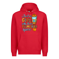 Red Just a girl who loves pumpkin spice Premium Hoodie - RanaPortraitStore