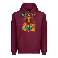 Burgundy Hay there Fall pumpkin heifer Premium Hoodie - RanaPortraitStore