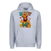 Heather Grey Hay there Fall pumpkin heifer Premium Hoodie - RanaPortraitStore