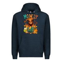 Navy Hay there Fall pumpkin heifer Premium Hoodie - RanaPortraitStore