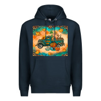 Navy Pumpkin farm Premium Hoodie - RanaPortraitStore