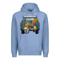 Colony Blue Fall Pumpkin Farm Truck Premium Hoodie - RanaPortraitStore