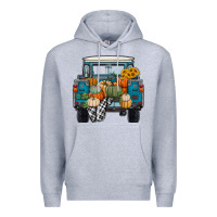 Heather Grey Fall Pumpkin Farm Truck Premium Hoodie - RanaPortraitStore