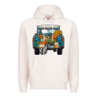 Pale Pink Fall Pumpkin Farm Truck Premium Hoodie - RanaPortraitStore