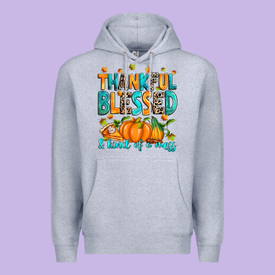 Premium Hoodie Thankful blessed and kind of a mess