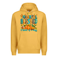 Mustard Thankful blessed and kind of a mess Premium Hoodie - RanaPortraitStore