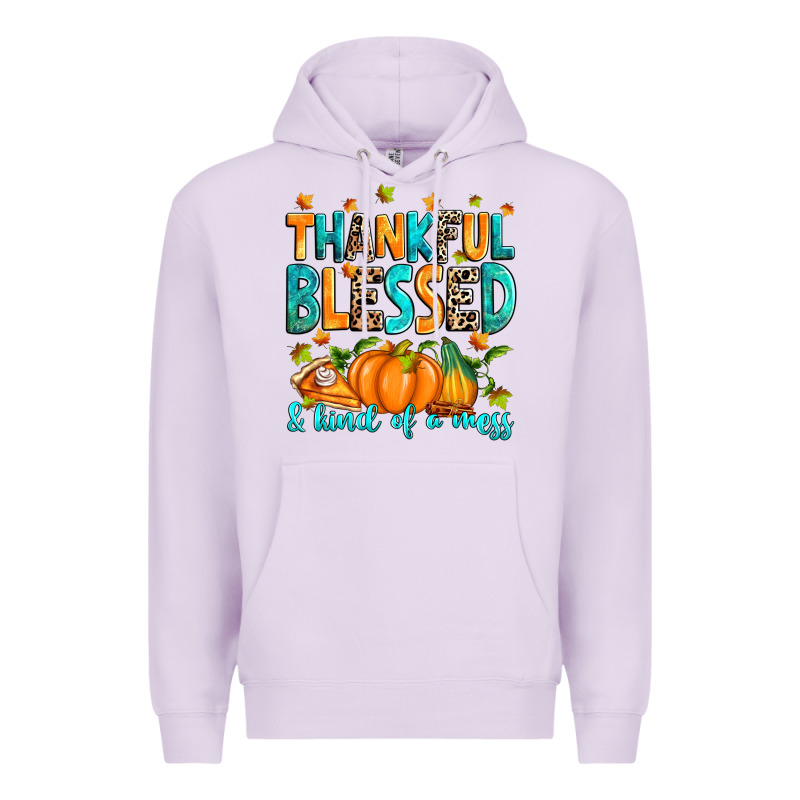 Thankful Blessed And Kind Of A Mess Premium Hoodie by RanaPortraitStore | Teevron