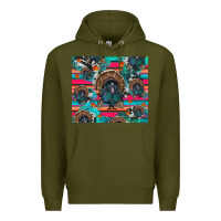 Army Green Thanksgiving Turkey Premium Hoodie - RanaPortraitStore