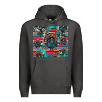 Charcoal Heather Thanksgiving Turkey Premium Hoodie - RanaPortraitStore