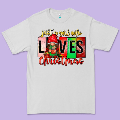 Just A Girl Who Loves Christmas Premium Tee Designed By Cowhidedigitalart