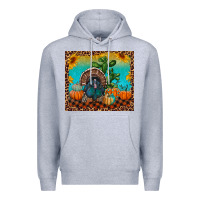 Heather Grey Western Fall Thanksgiving Turkey Premium Hoodie - RanaPortraitStore