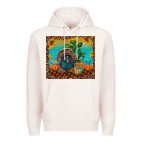 Pale Pink Western Fall Thanksgiving Turkey Premium Hoodie - RanaPortraitStore