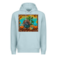 Blue Mist Western Fall Thanksgiving Turkey Premium Hoodie - RanaPortraitStore