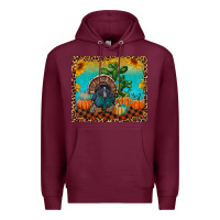 Burgundy Western Fall Thanksgiving Turkey Premium Hoodie - RanaPortraitStore