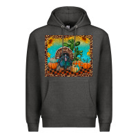 Charcoal Heather Western Fall Thanksgiving Turkey Premium Hoodie - RanaPortraitStore