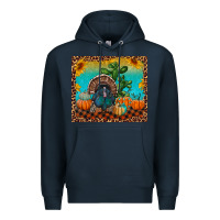 Navy Western Fall Thanksgiving Turkey Premium Hoodie - RanaPortraitStore