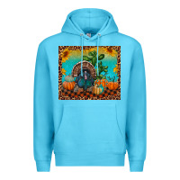 Ocean Blue Western Fall Thanksgiving Turkey Premium Hoodie - RanaPortraitStore