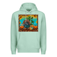 Seafoam Western Fall Thanksgiving Turkey Premium Hoodie - RanaPortraitStore